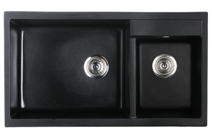 HAUSTERN STARKER SERIES GRANITE 1B1S TOP MOUNT KITCHEN SINK BLACK COLOUR(HT-STARKER-623B)