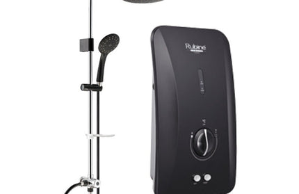 RUBINE RWH-FS390N-BRCB INSTANT WATER HEATER NON PUMP RAINSHOWER - CARBON BLACK
