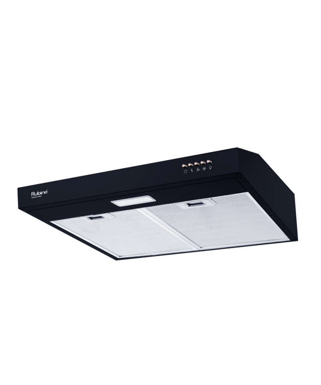 RUBINE RSH-GENOA-60BL SLIM HOOD 3 EXTRACTION SPEED WITH 5-LAYER ALUMINIUM GREASE FILTER