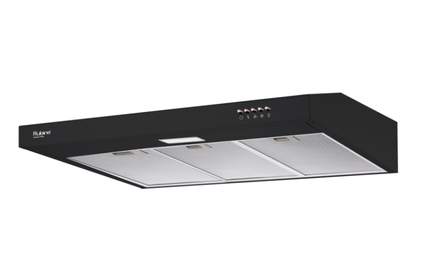 RUBINE RSH-GENOA-90BL SLIM HOOD 3 EXTRACTION SPEED WITH 5-LAYER ALUMINIUM GREASE FILTER