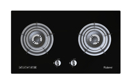 RUBINE RGH-VISTA2B-BL GLASS GAS HOB WITH FLAME POWER (5.0KW)