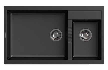 HAUSTERN PRISMA SERIES GRANITE 2B TOP MOUNT KITCHEN SINK GHISA BLACK COLOUR (HT-PRISMA-623B)