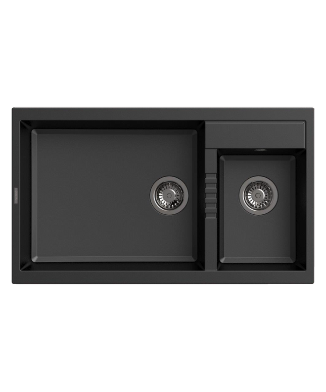 HAUSTERN PRISMA SERIES GRANITE 2B TOP MOUNT KITCHEN SINK GHISA BLACK COLOUR (HT-PRISMA-623B)