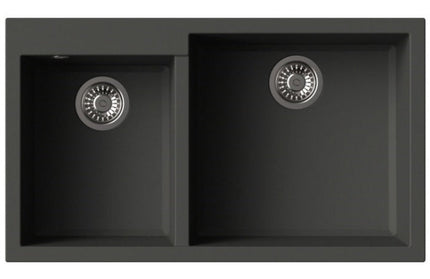 HAUSTERN PRISMA SERIES GRANITE 2B TOP MOUNT KITCHEN SINK GHISA BLACK COLOUR (HT-PRISMA-624B)