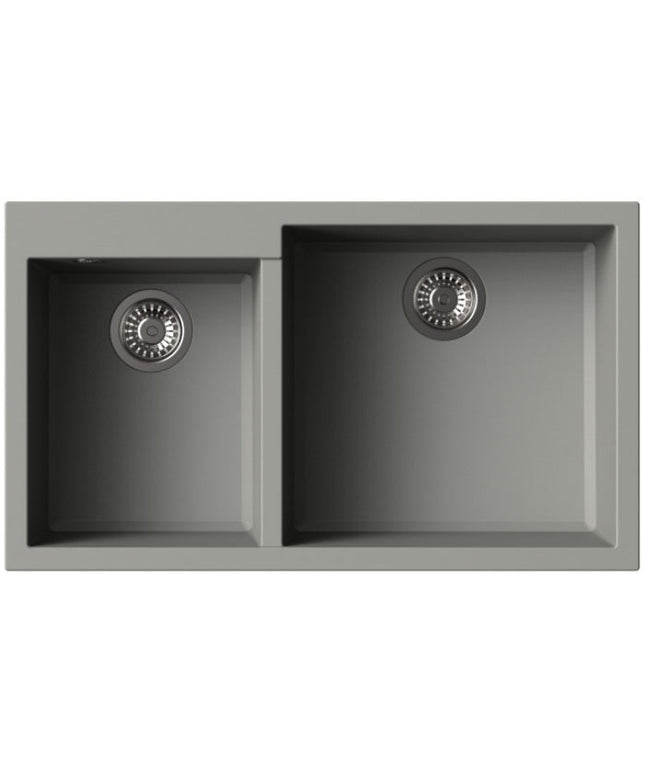 HAUSTERN PRISMA SERIES GRANITE 2B TOP MOUNT KITCHEN SINK CHROMIUM GREY COLOUR (HT-PRISMA-624G)