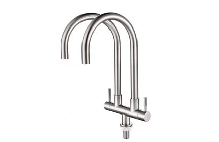 HAUSTERN STIQ SERIES STAINLESS STEEL KITCHEN FAUCET W DOUBLE U TAP (HT-STIQ-502X/UP-SS)