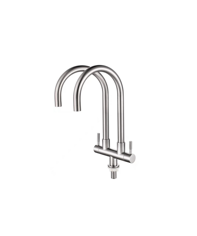 HAUSTERN STIQ SERIES STAINLESS STEEL KITCHEN FAUCET W DOUBLE U TAP (HT-STIQ-502X/UP-SS)